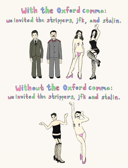 Oxford comma - მარტივი საილუსტრაციო მაგალითი 